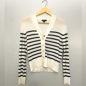 J. Crew Black Label lightweight cropped stripe cardigan | size medium
